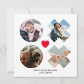 モダンなxoxo 4枚の写真のコラージュ 赤い愛のキス ハート シーズンカード (正面)
