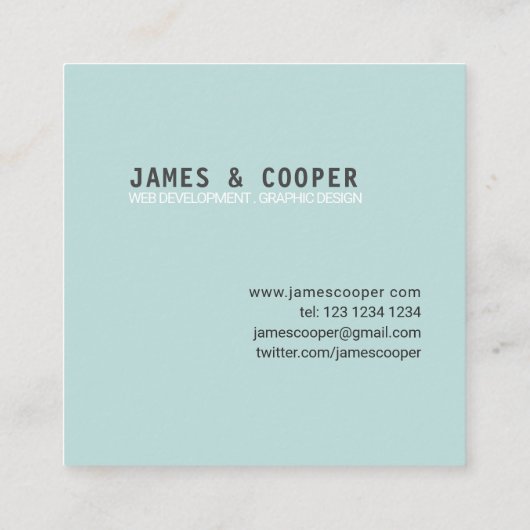モダンによって傾けられるストライプTeal|Whiteのエレガントなデザイン スクエア名刺 (裏面)