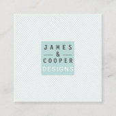 モダンによって傾けられるストライプTeal|Whiteのエレガントなデザイン スクエア名刺 (正面)