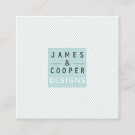 モダンによって傾けられるストライプTeal|Whiteのエレガントなデザイン スクエア名刺