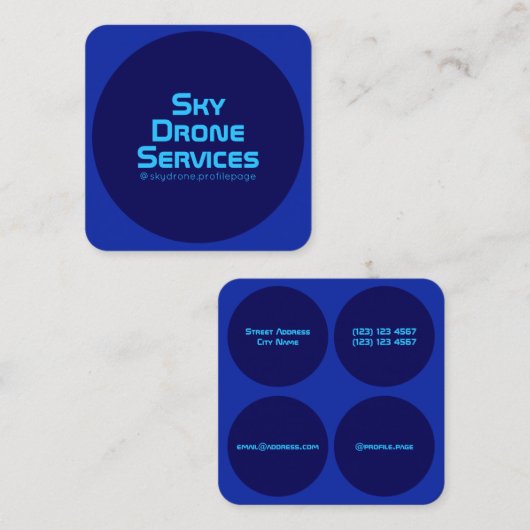 モダンによって円形にされるスタイルの単調なインディゴおよびネオン スクエア名刺 (正面/裏面)