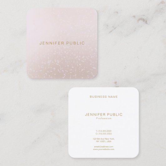 モダンによって円形にされる正方形のテンプレートのエレガントな金ゴールドのフォント スクエア名刺 (正面/裏面)