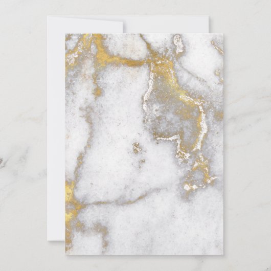 モダンによって大理石模様をつけられる灰色および金ゴールドの結婚式招待状| 招待状 (裏面)