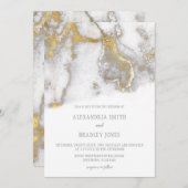 モダンによって大理石模様をつけられる灰色および金ゴールドの結婚式招待状| 招待状 (正面/裏面)