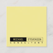 モダンによって組み立てられる文字エレガントなパステル調レモン スクエア名刺 (正面)