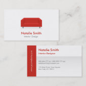 モダンのお洒落なインテリア・デザインの赤い名刺 名刺 (正面/裏面)