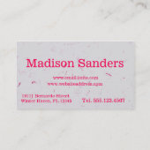 モダンのお洒落なリサイクルされたペーパー効果のネオンピンクの黒 名刺 (裏面)