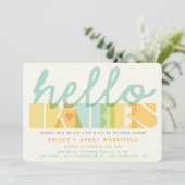 モダンのこんにちはベビーの双生児のベビーの一口は及び招待を見ます 招待状 (スタンド正面)