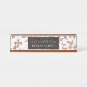 モダンのばら色の金ぱくの群葉の粋で白い大理石 デスクネームプレート (正面)