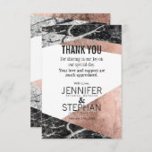 モダンのばら色の金ゴールドおよび大理石のサンキューカード サンキューカード (正面/裏面)