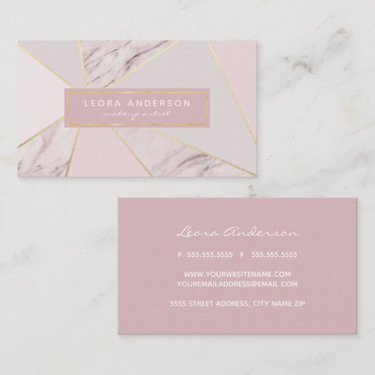モダンのばら色の金ゴールドおよび大理石の抽象的なパターン 名刺 (正面/裏面)