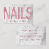 モダンのばら色の金ゴールドおよび白い大理石のネイル 名刺 (正面/裏面)