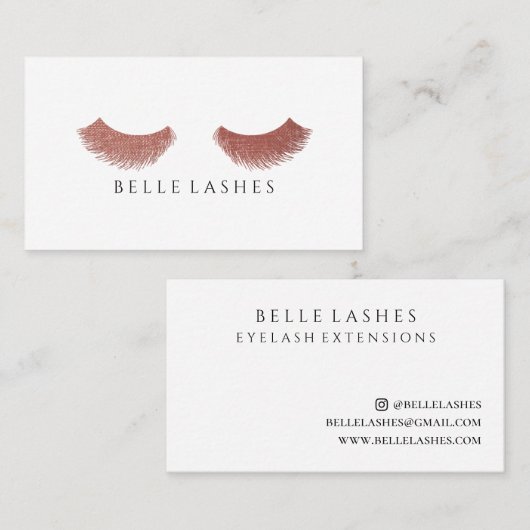 モダンのばら色の金ゴールドのまつげの美しい 名刺 (正面/裏面)