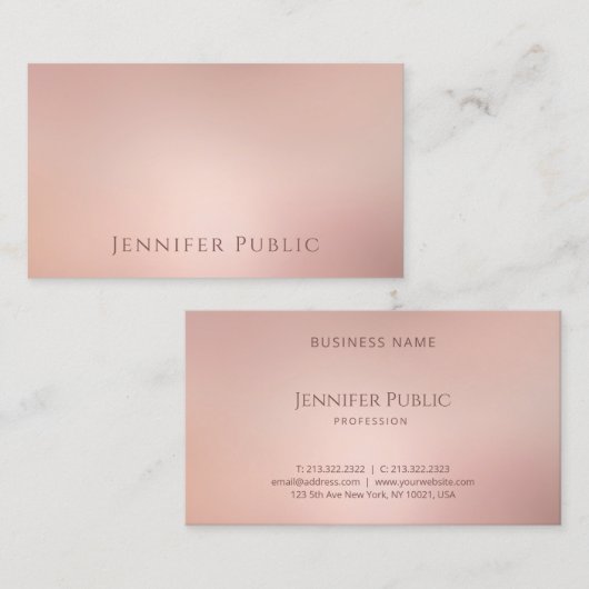 モダンのばら色の金ゴールドのエレガントなテンプレートの上のトレンディー 名刺 (正面/裏面)