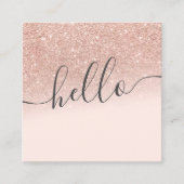 モダンのばら色の金ゴールドのグリッターのグラデーションな赤面のピンクこんにちは スクエア名刺 (正面)