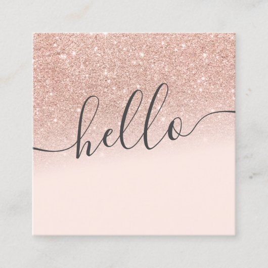 モダンのばら色の金ゴールドのグリッターのグラデーションな赤面のピンクこんにちは スクエア名刺 (正面)