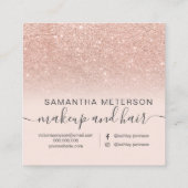 モダンのばら色の金ゴールドのグリッターのグラデーションな赤面のピンクこんにちは スクエア名刺 (裏面)