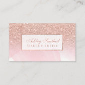 モダンのばら色の金ゴールドのグリッターのピンクの水彩画の化粧 名刺 (正面)