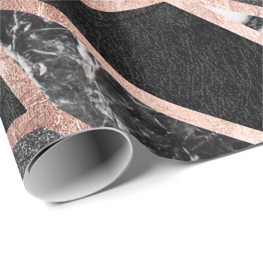 モダンのばら色の金ゴールドのグリッターの大理石の幾何学的な三角形 ラッピングペーパー (ロールコーナー)