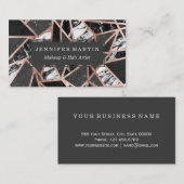 モダンのばら色の金ゴールドのグリッターの大理石の幾何学的な三角形 名刺 (正面/裏面)