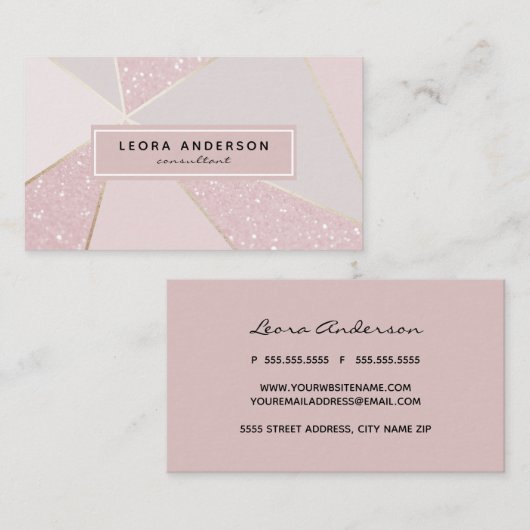 モダンのばら色の金ゴールドのグリッターの抽象芸術パターン 名刺 (正面/裏面)