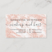 モダンのばら色の金ゴールドのグリッターの白人の大理石のプロフェッショナル 予約カード (裏面)