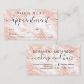 モダンのばら色の金ゴールドのグリッターの白人の大理石のプロフェッショナル 予約カード (正面/裏面)