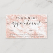 モダンのばら色の金ゴールドのグリッターの白人の大理石のプロフェッショナル 予約カード (正面)