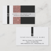 モダンのばら色の金ゴールドのグリッターの白黒色のブロック 名刺 (正面/裏面)