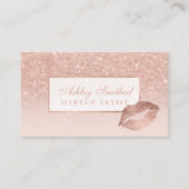 モダンのばら色の金ゴールドのグリッターの赤面のグラデーションな化粧の唇 名刺 (正面)