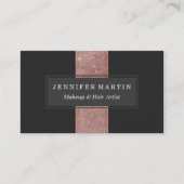 モダンのばら色の金ゴールドのグリッターの黒色のブロック 名刺 (正面)