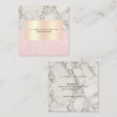 モダンのばら色の金ゴールドのグリッター及び大理石のウェディングプランナー スクエア名刺 (正面/裏面)