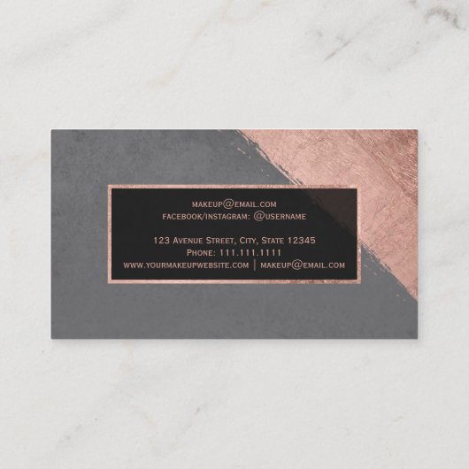 モダンのばら色の金ゴールドのストライブ柄の灰色のセメントの化粧 名刺 (裏面)