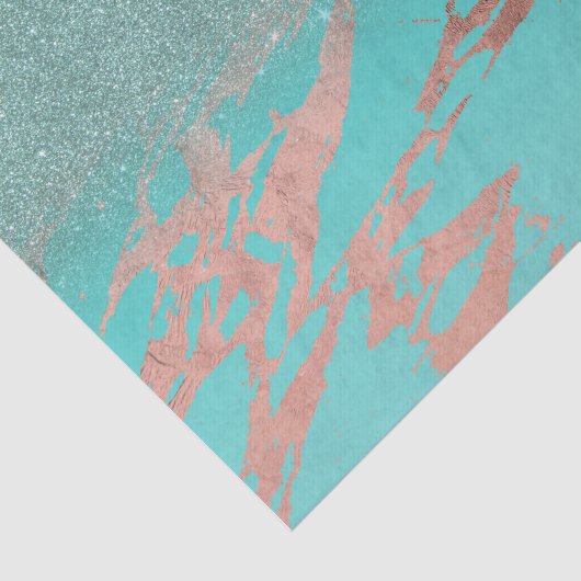 モダンのばら色の金ゴールドのティール(緑がかった色)の大理石のグリッターの勾配 薄葉紙 (詳細)