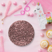 モダンのばら色の金ゴールドのフェイクなグリッターのピンクのプリント ペーパープレート (パーティー)