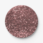 モダンのばら色の金ゴールドのフェイクなグリッターのピンクのプリント ペーパープレート (正面)