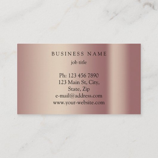 モダンのばら色の金ゴールドのミニマルな絹の金属白 名刺 (裏面)
