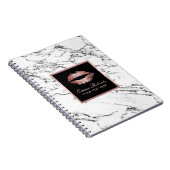 モダンのばら色の金ゴールドの唇のエレガントで白い大理石 ノートブック (右側)