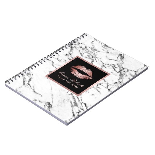 モダンのばら色の金ゴールドの唇のエレガントで白い大理石 ノートブック (左側)