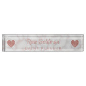 モダンのばら色の金ゴールドの大理石の石のガーリーな贅沢 デスクネームプレート (正面)