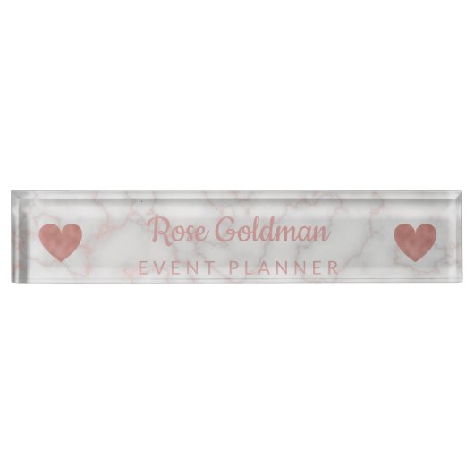 モダンのばら色の金ゴールドの大理石の石のガーリーな贅沢 デスクネームプレート (正面)