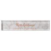 モダンのばら色の金ゴールドの大理石の石の贅沢 デスクネームプレート (正面)