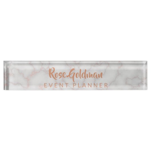 モダンのばら色の金ゴールドの大理石の石の贅沢 デスクネームプレート (正面)