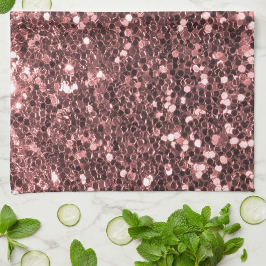 モダンのばら色の金ゴールドの模造のなグリッターのプリント キッチンタオル (折り畳み)