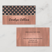 モダンのばら色の金ゴールドの水玉模様の名刺 名刺 (正面/裏面)