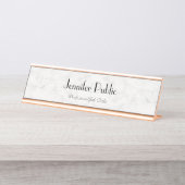 モダンのばら色の金ゴールドの白い大理石のエレガントなテンプレート デスクネームプレート (正面)