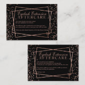 モダンのばら色の金ゴールドの紙吹雪の黒のまつげのアフターケア 名刺 (正面/裏面)