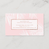 モダンのばら色の金ゴールドの赤面のピンクのplamの木の葉の化粧 名刺 (裏面)