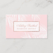 モダンのばら色の金ゴールドの赤面のピンクのplamの木の葉の化粧 名刺 (正面)