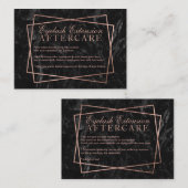 モダンのばら色の金ゴールドの黒の大理石のまつげのアフターケア 名刺 (正面/裏面)